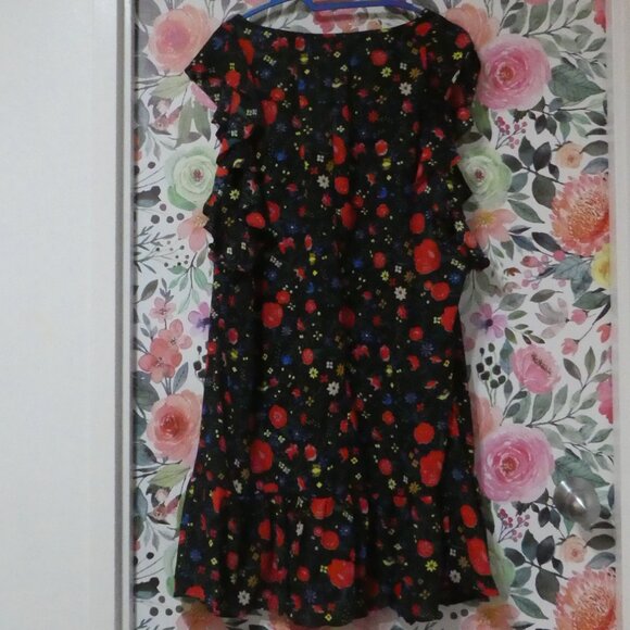 J. Crew Black Floral Dress, Size Large - Picture 2 of 8
